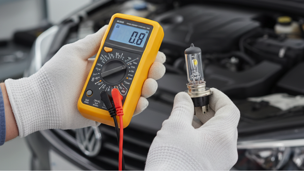 Testing a Headlight Bulb with a Multimeter