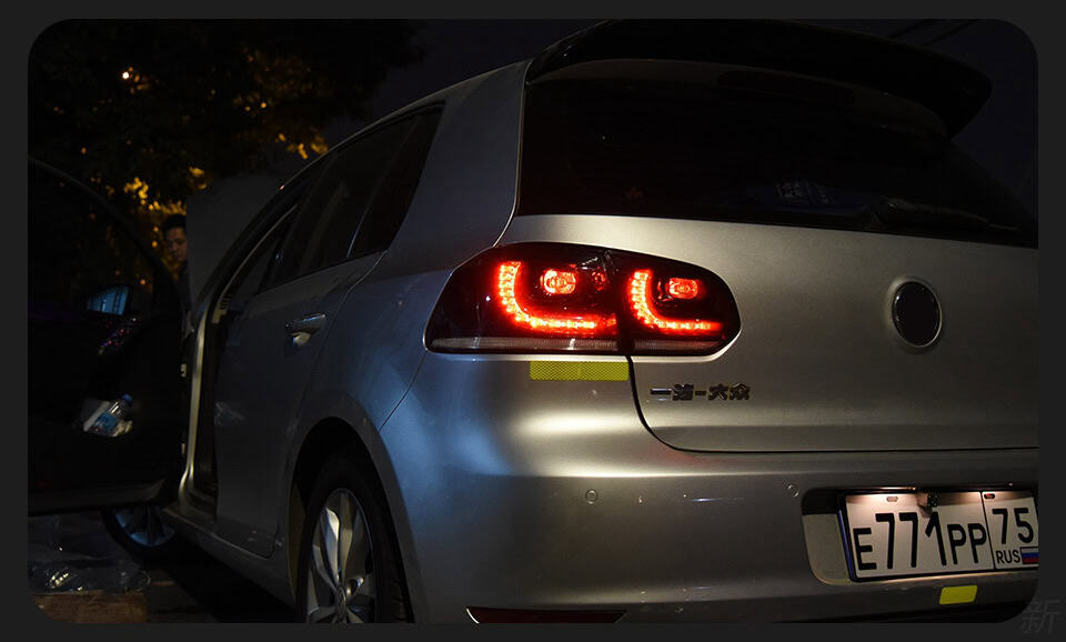 a black car with VW Golf 6 MK6 Tail Lights 2009-2012 R20