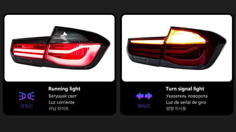 BMW F30 and F35: running light and turn signal light