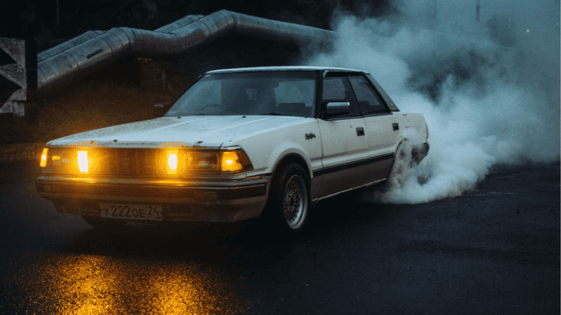 A luxury car with LED factory headlights equipped with solid-state lighting technology