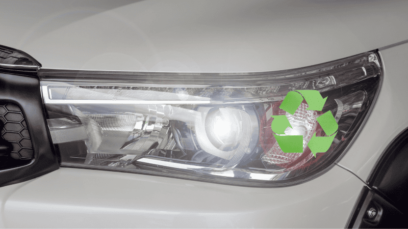 Energy efficient LED headlight on a car