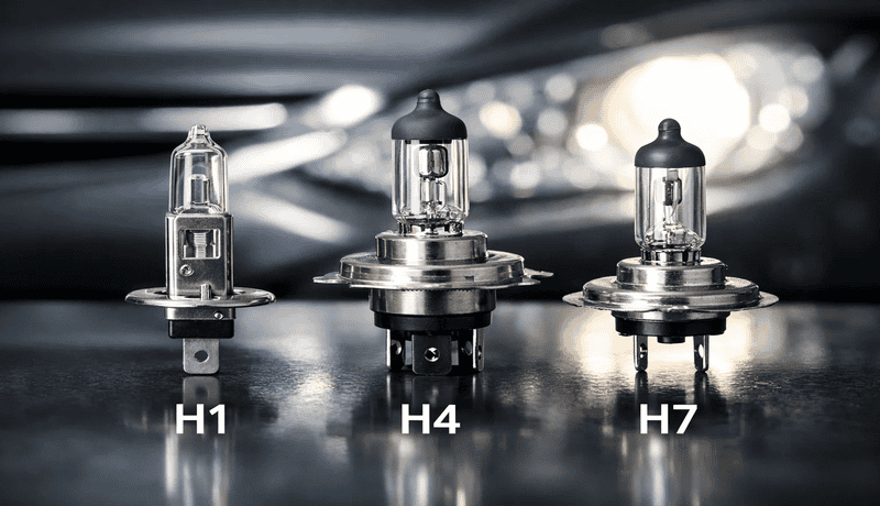 H1, H4, and H7 headlight bulbs