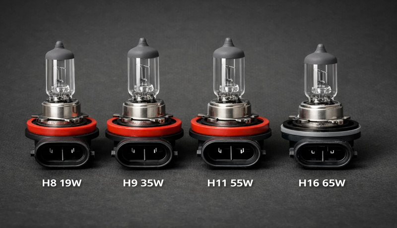 H8, H9, H11, and H16 halogen bulbs