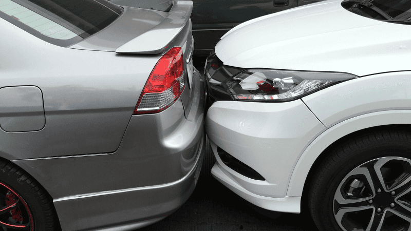 Two cars rear-ended each other
