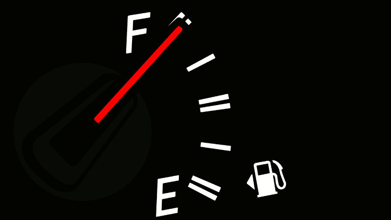 The vehicle's fuel tank shows