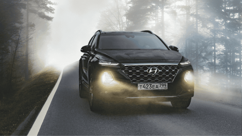Drive in foggy areas with lights on.