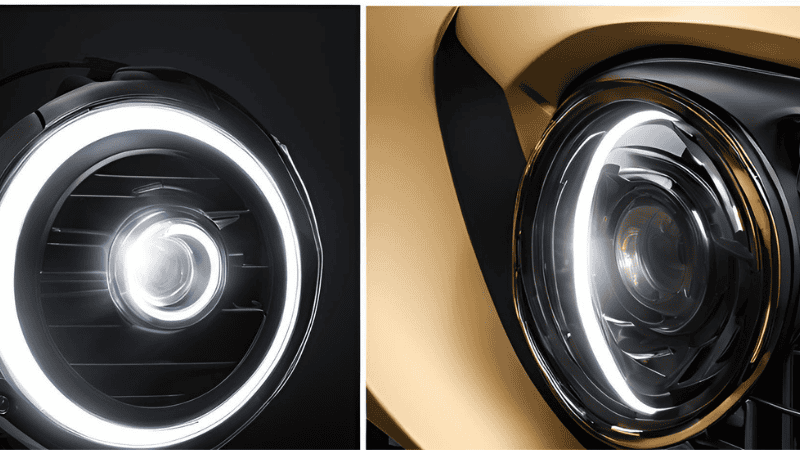 Comparison picture of Fan and Fanless LED Headlights