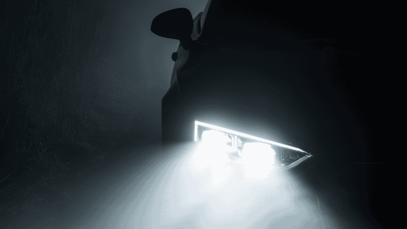 LED headlights light up on night