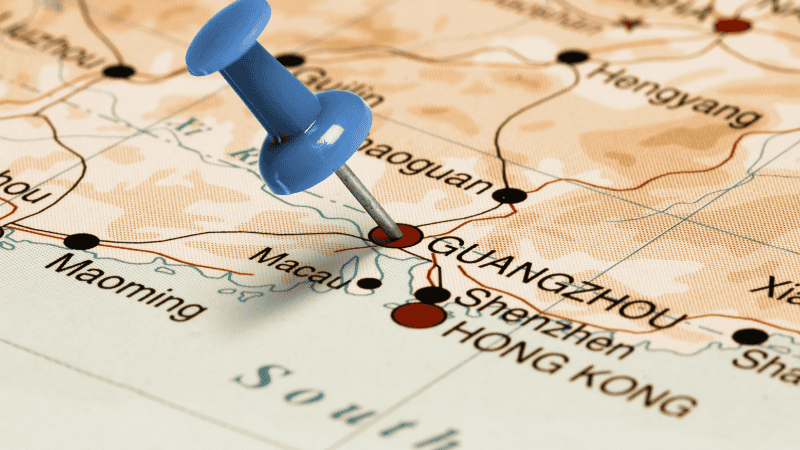 Mark the location of Guangzhou on the map