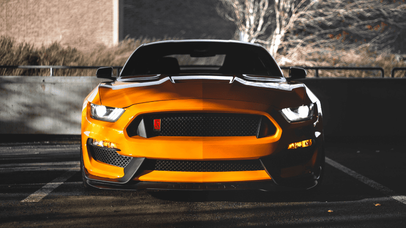 A luxury car with LED factory headlights equipped with solid-state lighting technology