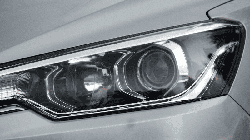 LED headlights on car