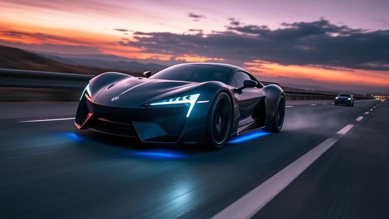 With blue bottom lights whizzing down the road.