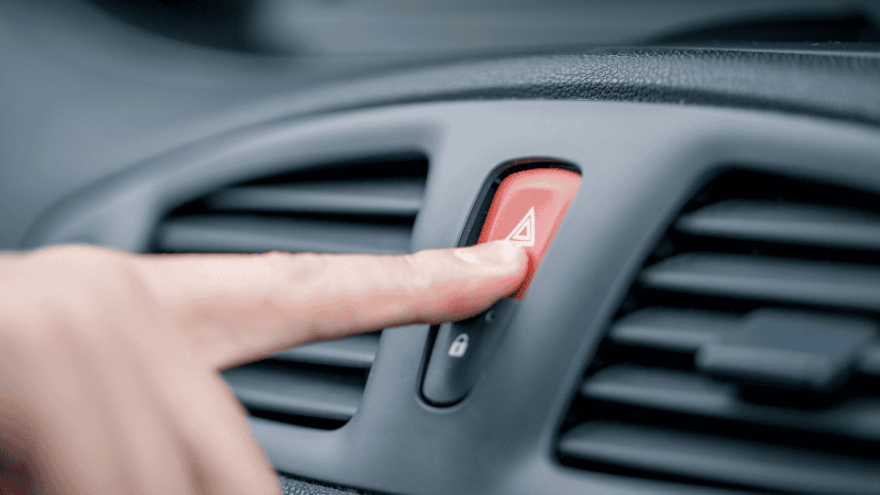 Car Hazard Lights Turned on During Vehicle Breakdown