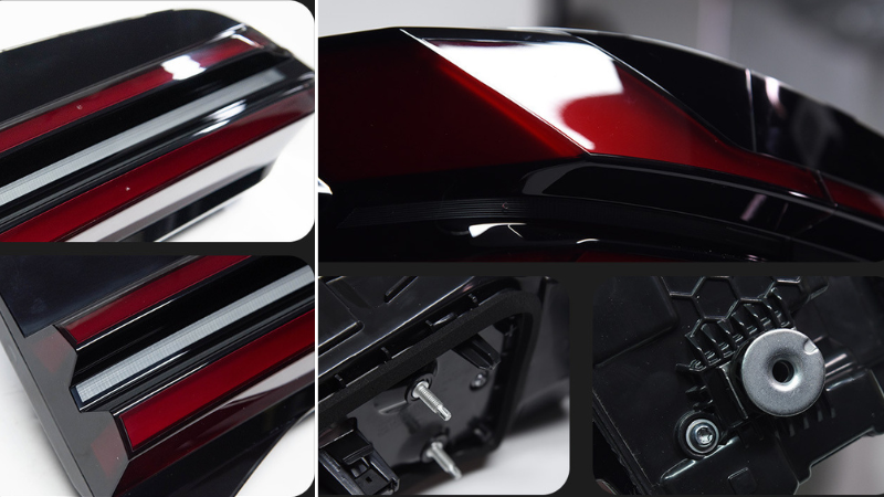 A close-up display of the appearance details of the front headlights and a detailed composition diagram of the internal structure of the front headlights.