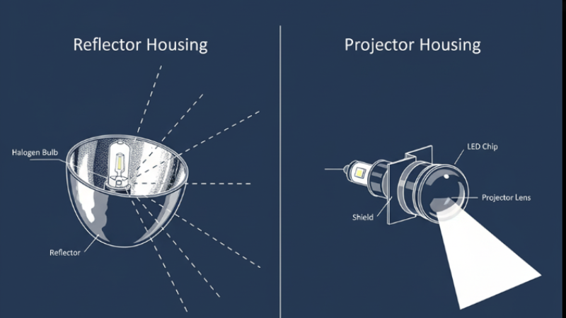 Detailed comparison picture of Reflector and Projector