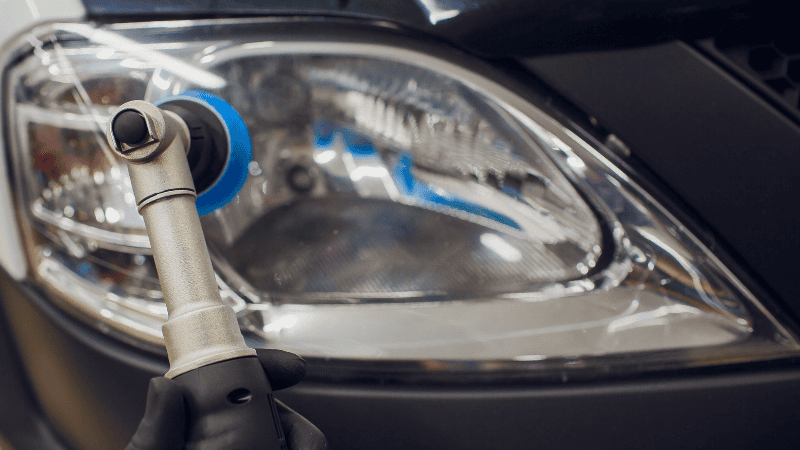 Moisture trapped in a headlight housing.